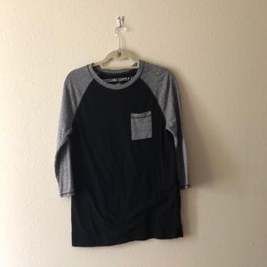 black & grey baseball tee